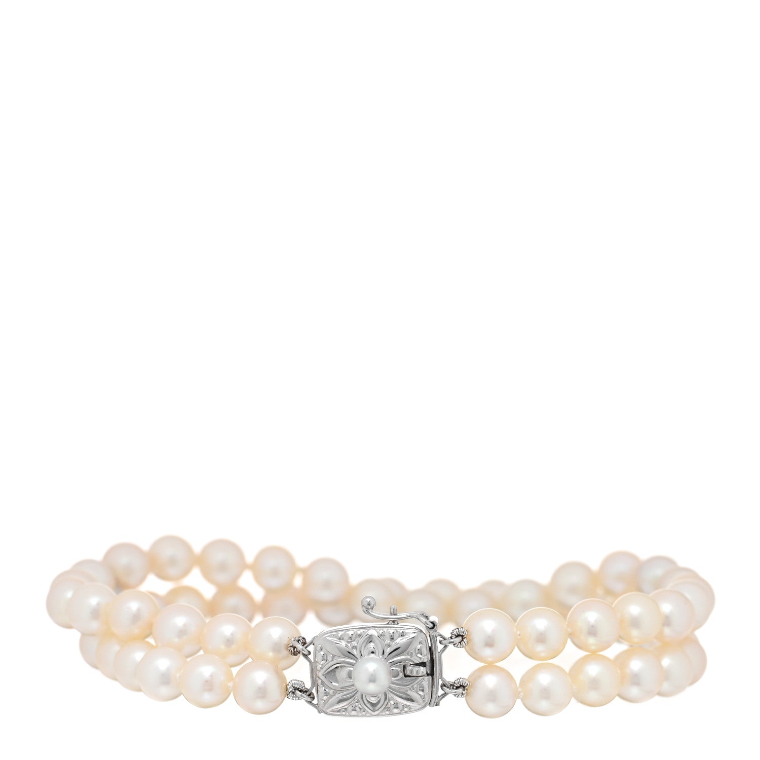 Mikimoto 18K White Gold Akoya Pearl 5.5-6mm Double Strand Bracelet 2 of 4