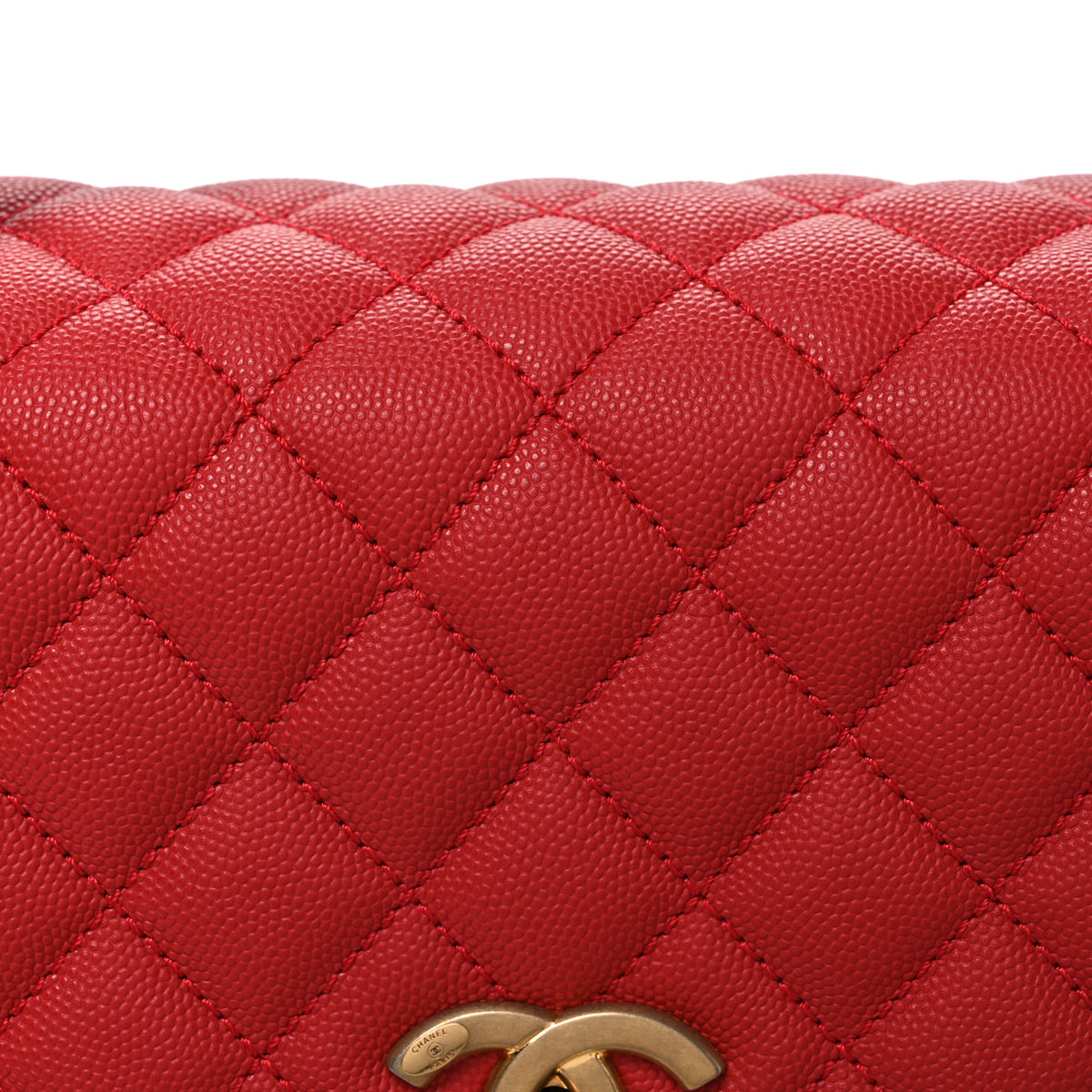 Caviar Quilted Small Coco Handle Flap Red