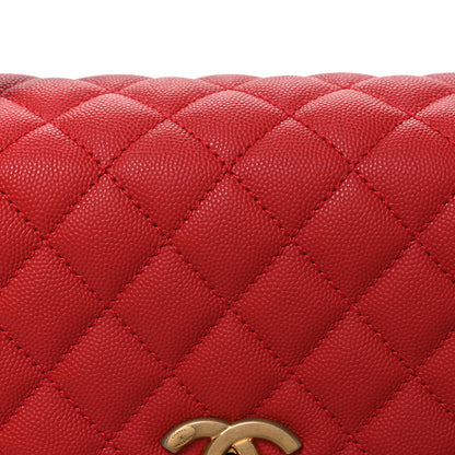 Chanel Caviar Quilted Small Coco Handle Flap Red 8 of 10