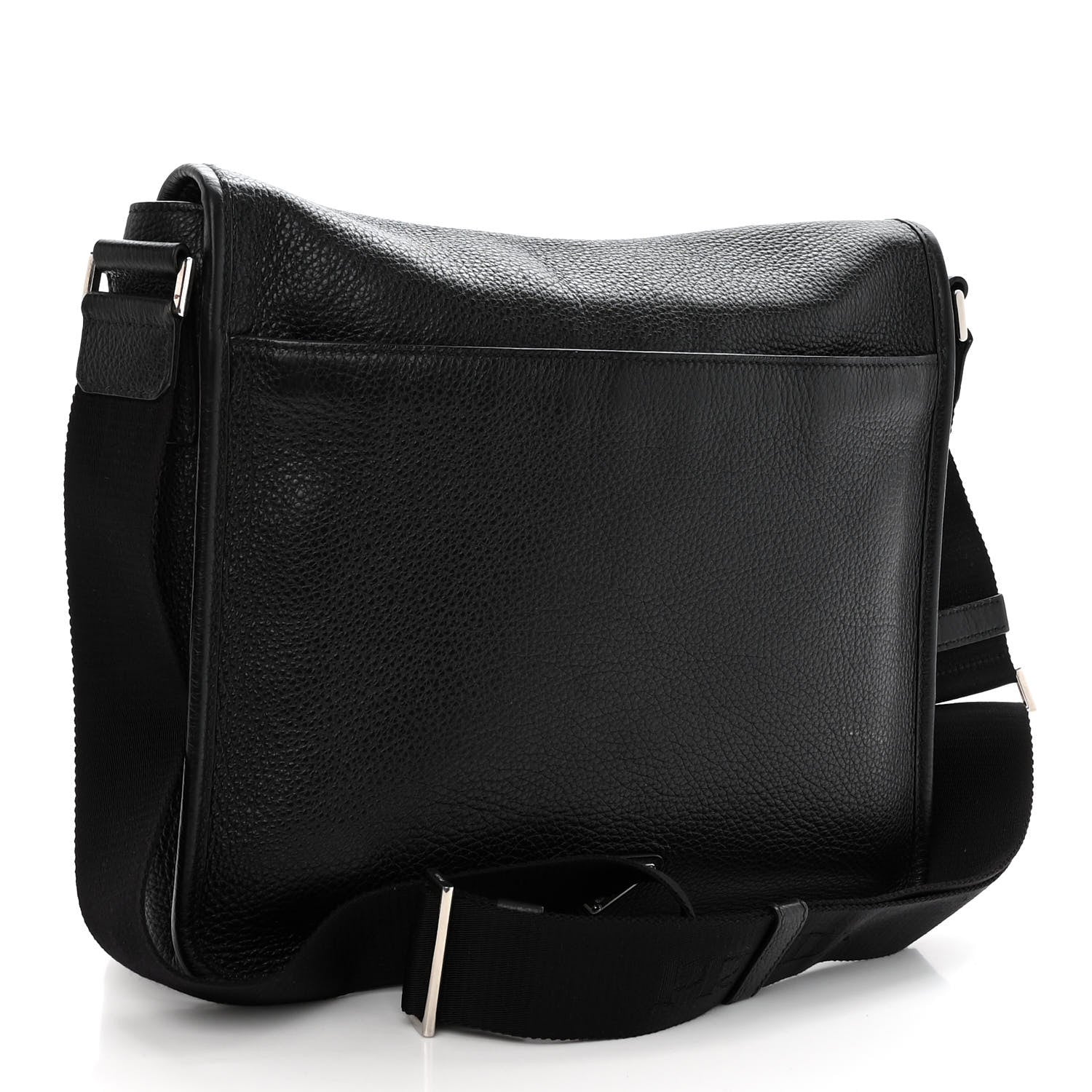 Prada Vitello Daino Flat Flap Messenger Bag Black 4 of 10