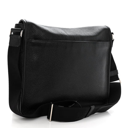 Prada Vitello Daino Flat Flap Messenger Bag Black 4 of 10