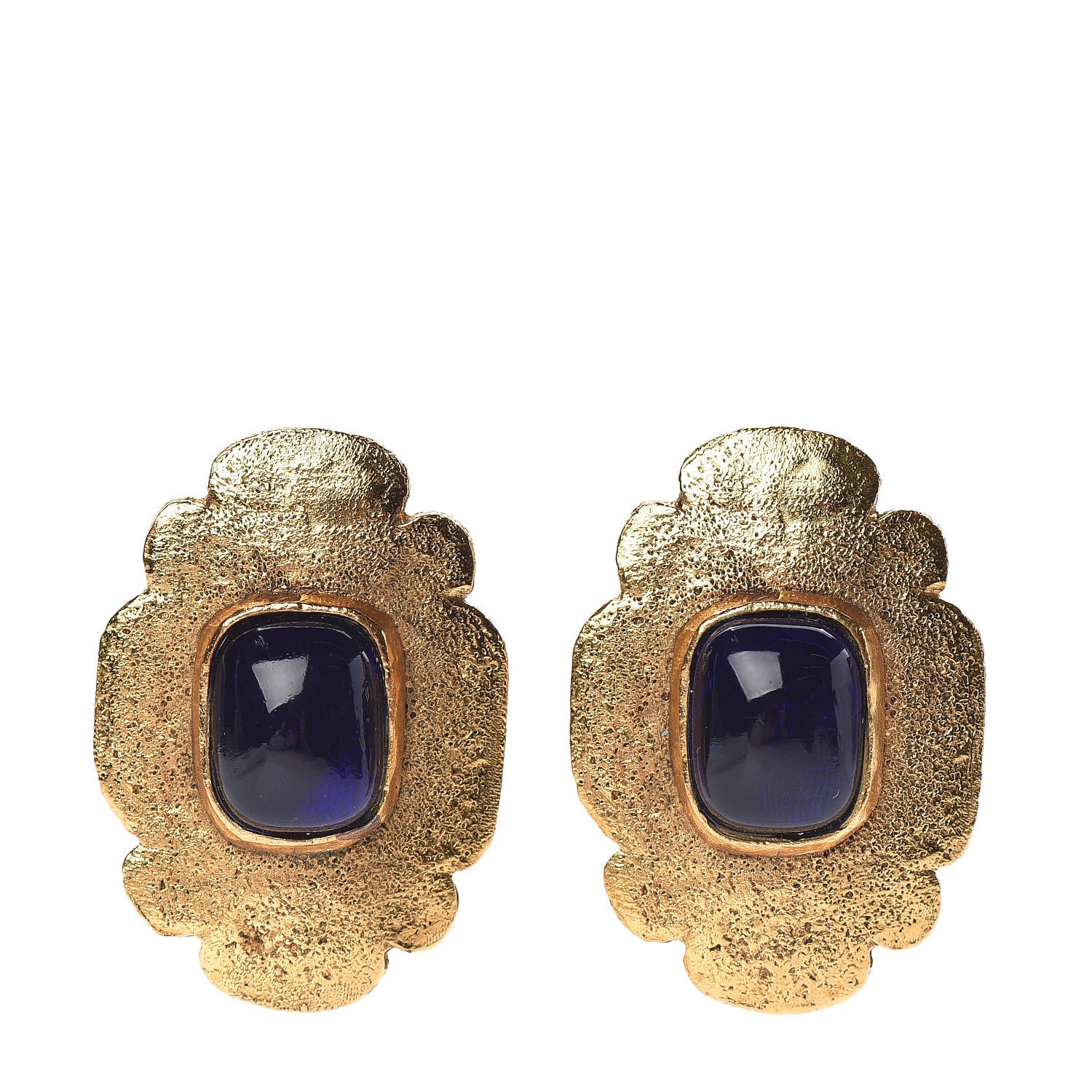 Chanel Stone Clip On Earrings Gold 1 of 4