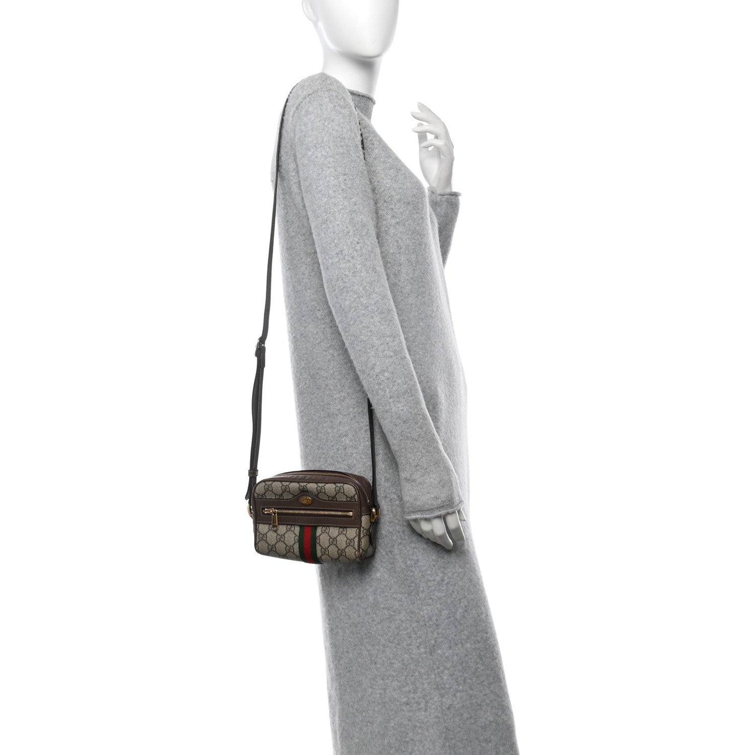 Gucci GG Supreme Monogram Web Mini Ophidia Shoulder Bag Brown 2 of 12
