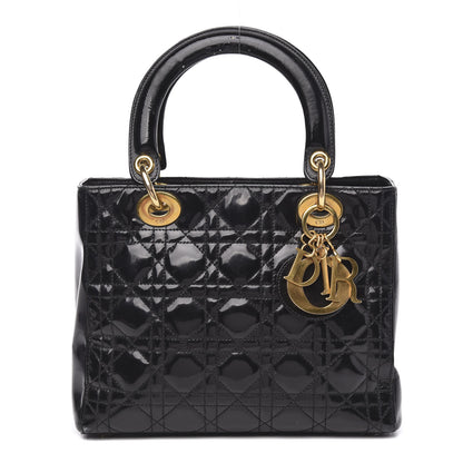 Christian Dior Patent Cannage Medium Lady Dior Black 1 of 14