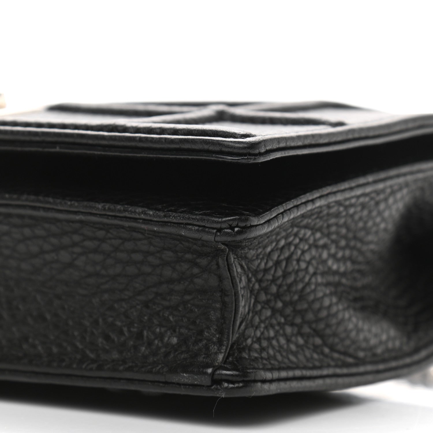 Christian Dior Grained Calfskin Diorama Wallet on Chain Pouch Black 9 of 10