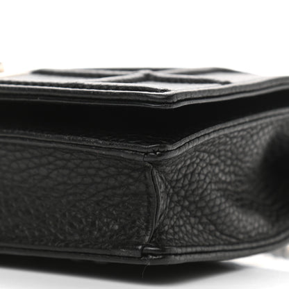 Christian Dior Grained Calfskin Diorama Wallet on Chain Pouch Black 9 of 10