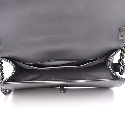 Chanel Metallic Calfskin Quilted Medium Boy Flap Dark Silver 5 of 14