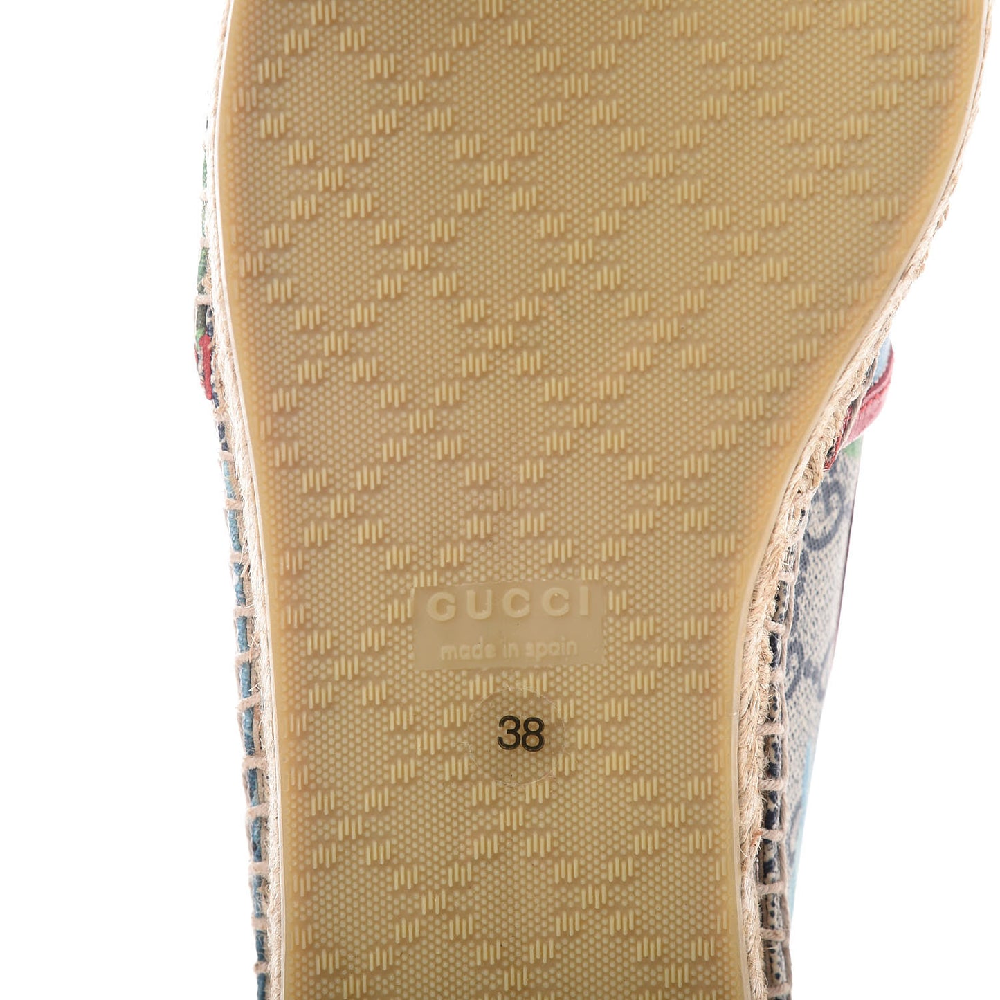 GG Supreme Monogram Blooms Espadrilles 38 Beige Blue Navy Hibiscus Red