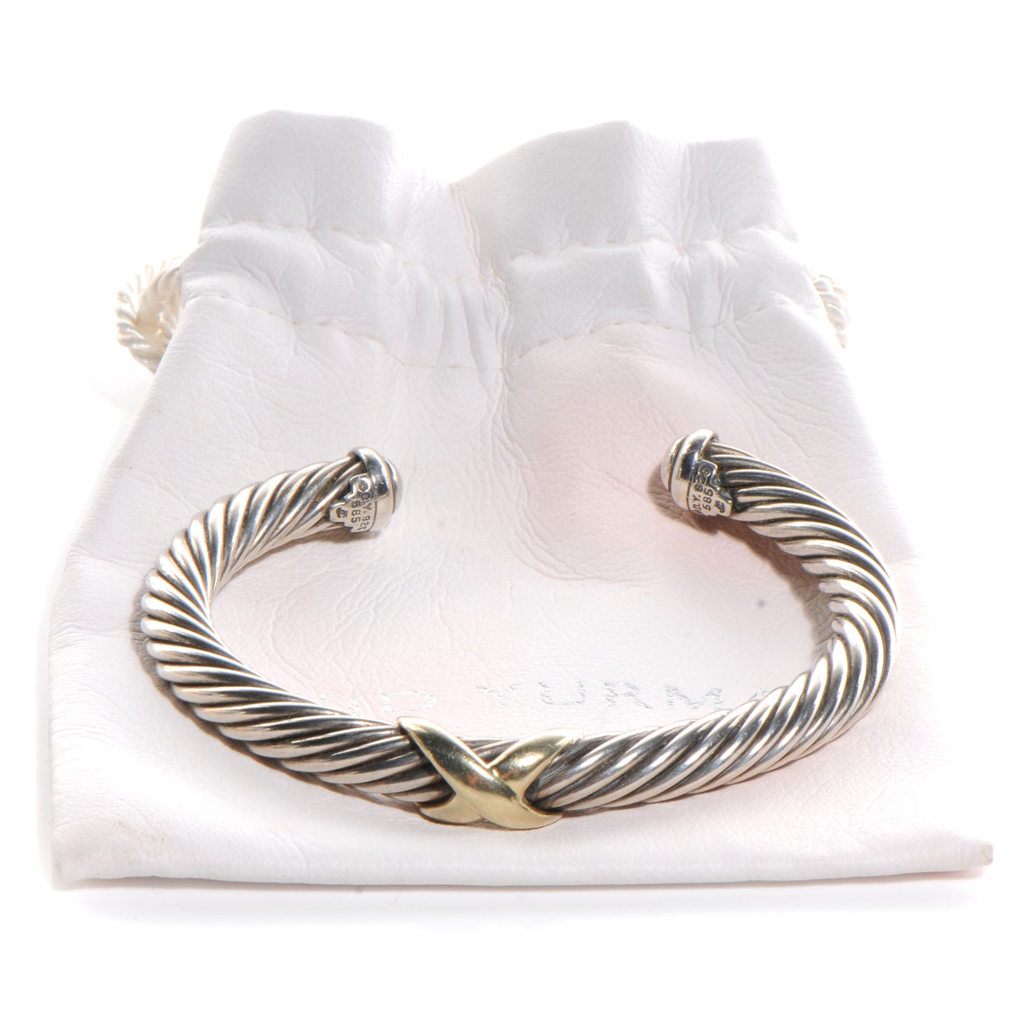 Sterling Silver 14K Yellow Gold 7mm X Station Cable Bracelet