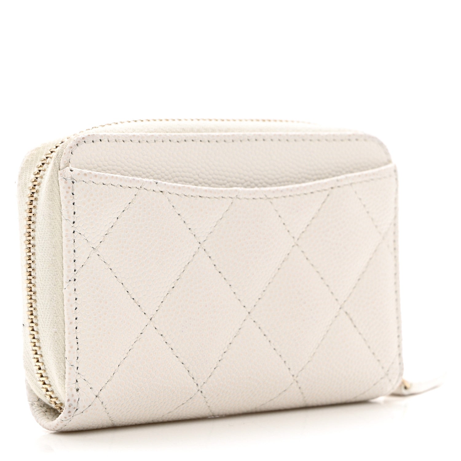 Chanel Caviar Enamel Coco Casino Quilted Zip Coin Purse White 3 of 8