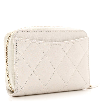 Chanel Caviar Enamel Coco Casino Quilted Zip Coin Purse White 3 of 8