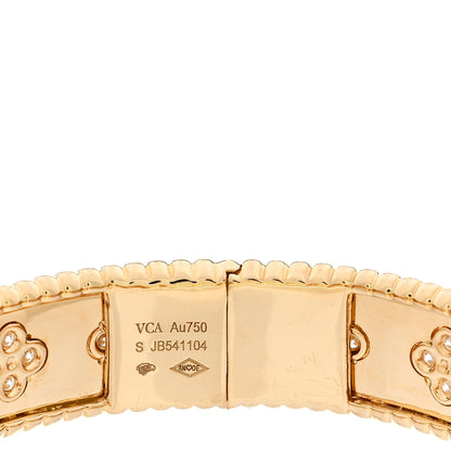 Van Cleef & Arpels 18K Yellow Gold Diamond Perlee Clovers Bangle Bracelet S 3 of 3