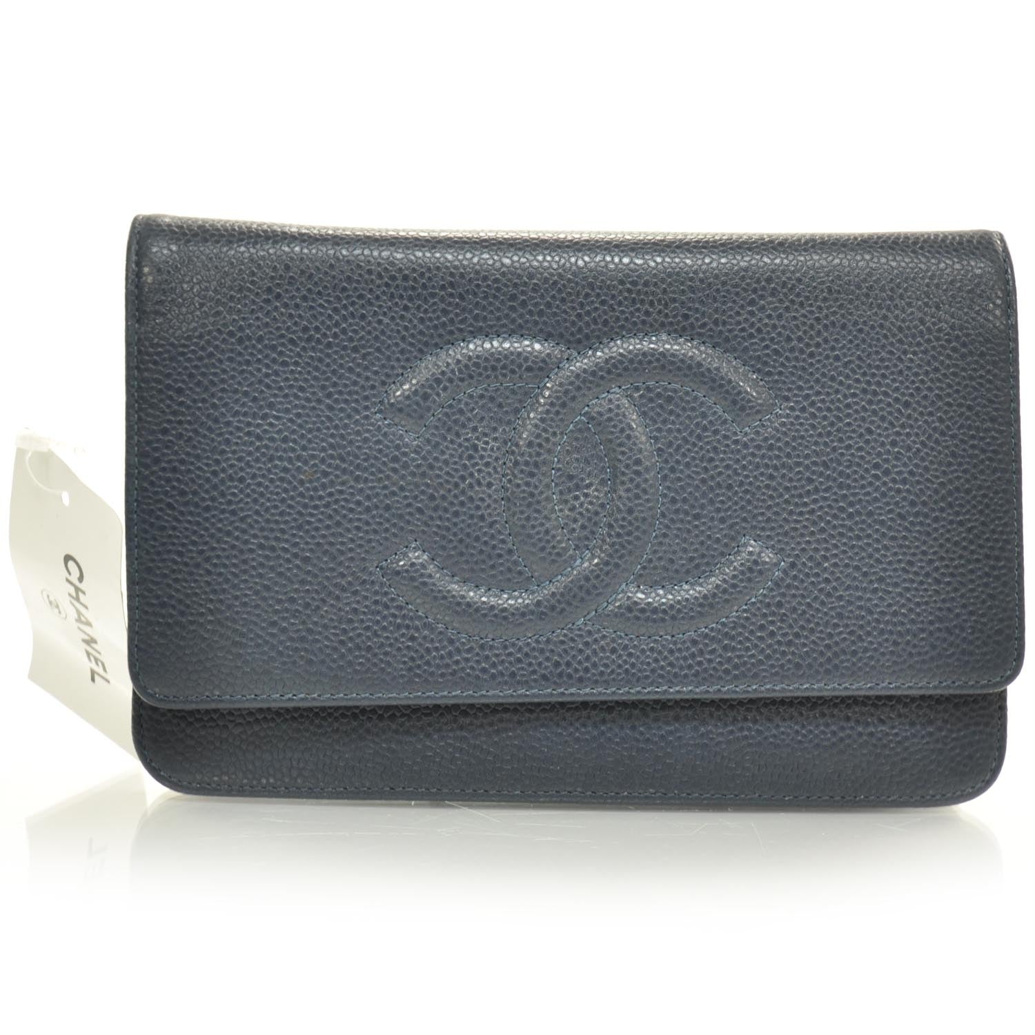 Chanel Caviar Wallet on Chain WOC Navy Blue 1 of 9
