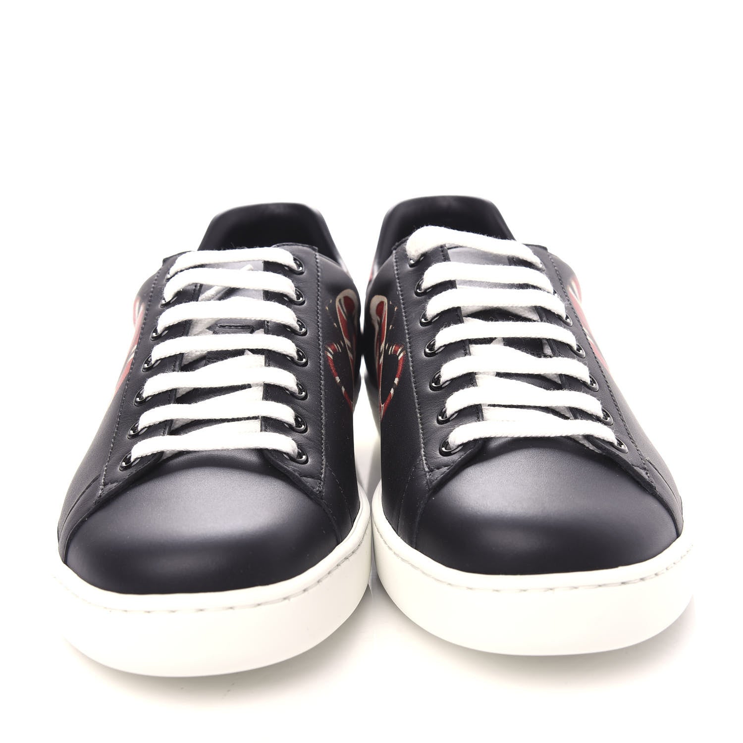 Gucci Calfskin Kingsnake Mens Ace Sneakers 8 Black Multicolor 3 of 9