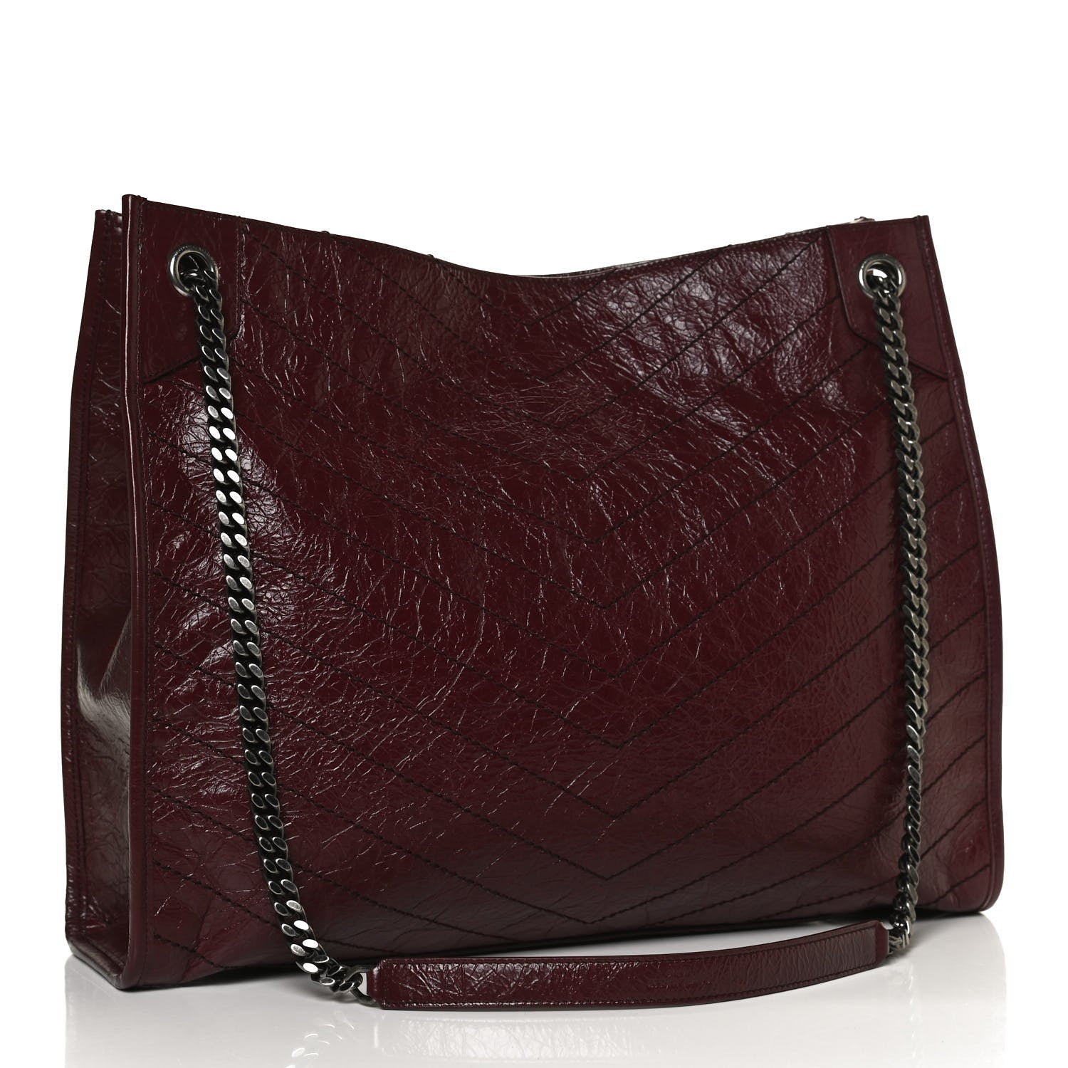 Saint Laurent Crinkled Calfskin Matelasse Monogram Niki Shopper Tote Burgundy 3 of 11