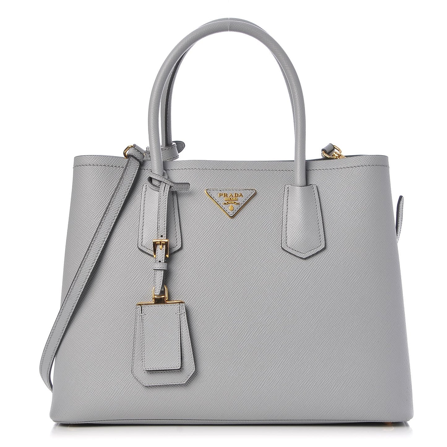 Saffiano Cuir Medium Double Bag Granito Acquamarina