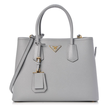 Prada Saffiano Cuir Medium Double Bag Granito Acquamarina 1 of 8