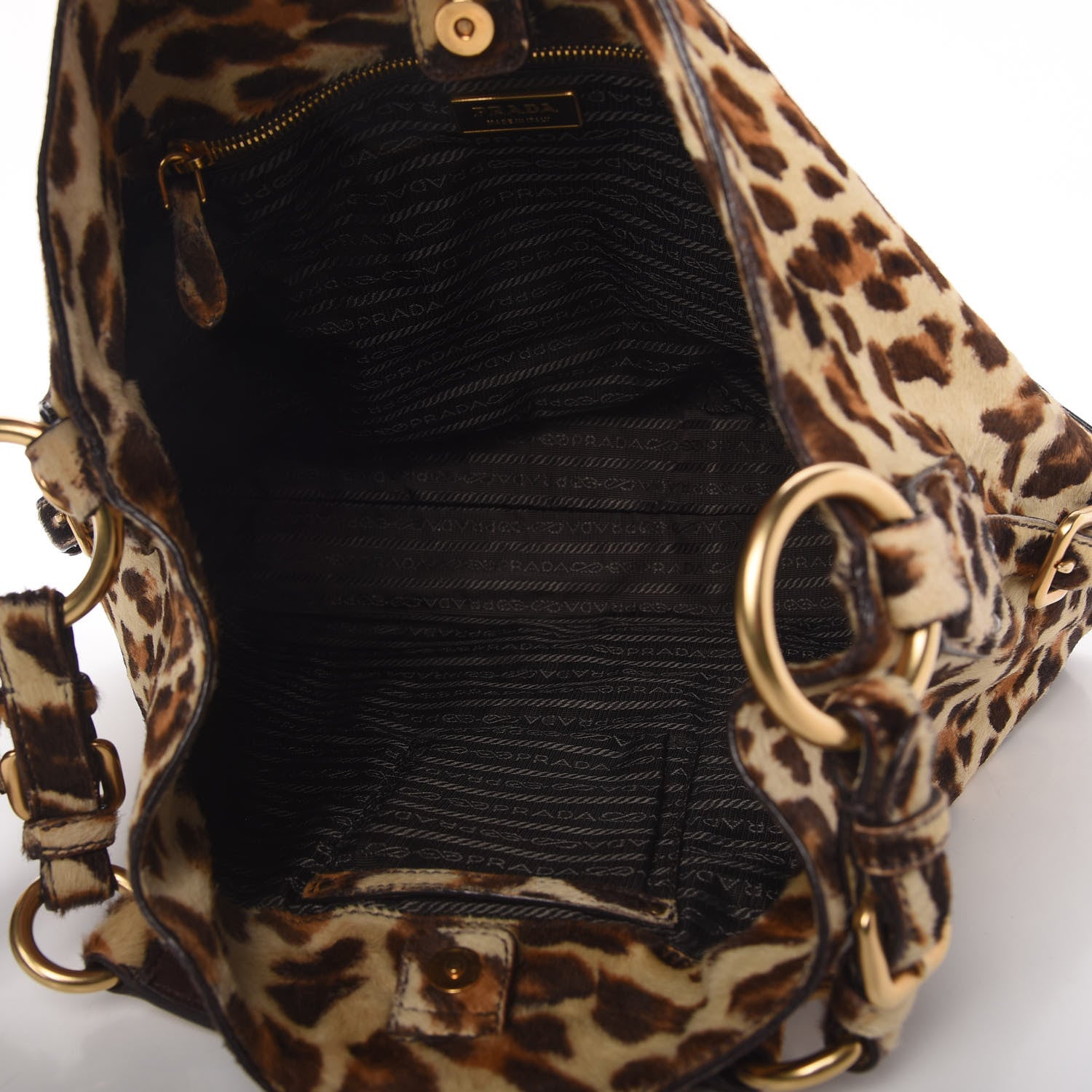 Prada Calf Hair Leopard Print Shoulder Bag Avorio 5 of 14