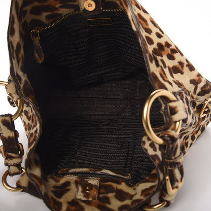 Prada Calf Hair Leopard Print Shoulder Bag Avorio 5 of 14