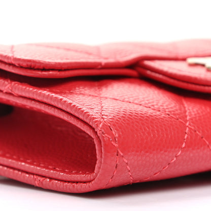 Chanel Caviar Quilted Flap Card Holder Wallet Red 8 of 10