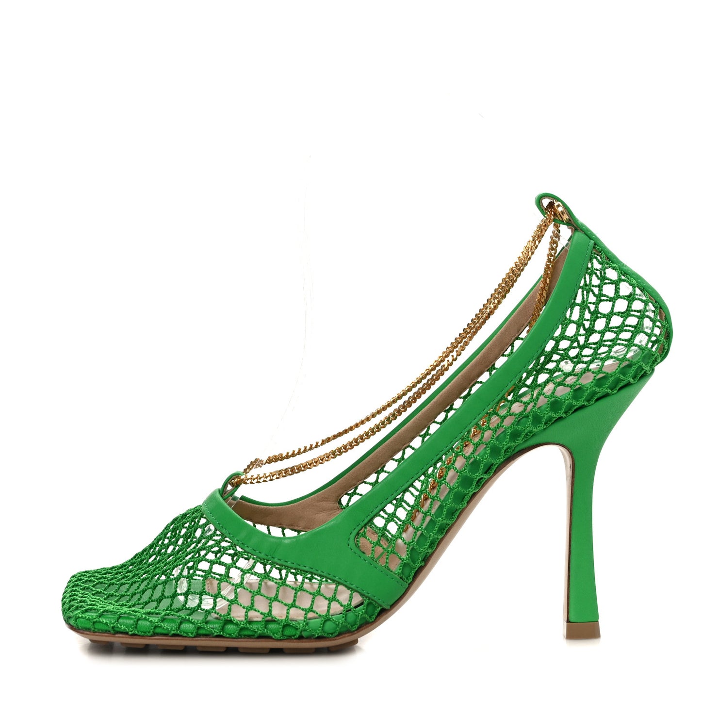 Mesh Calfskin Stretch Chain Strap 90mm Pumps 38 Parakeet