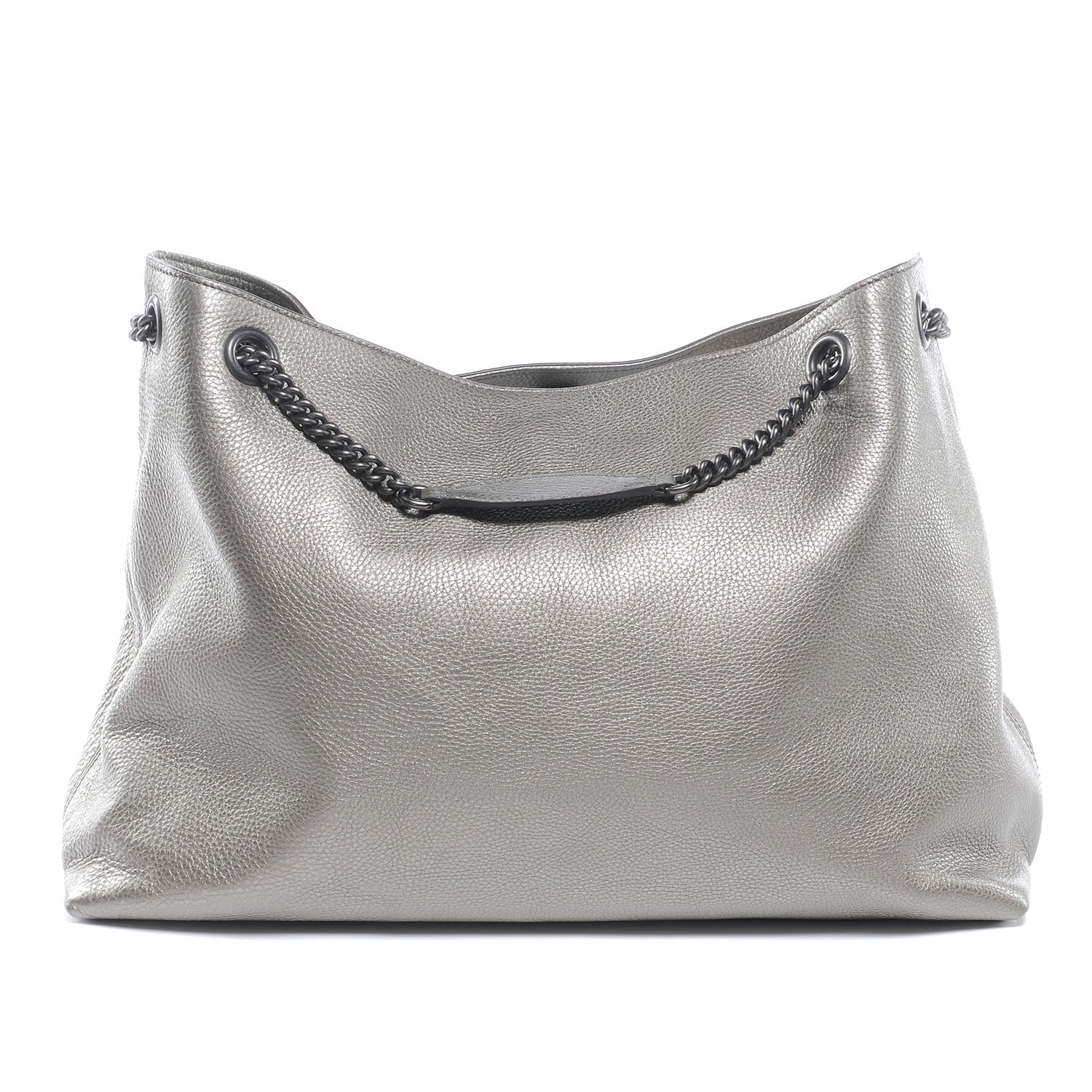 Gucci Metallic Pebbled Calfskin Large Soho Chain Shoulder Bag Sasso 3 of 7