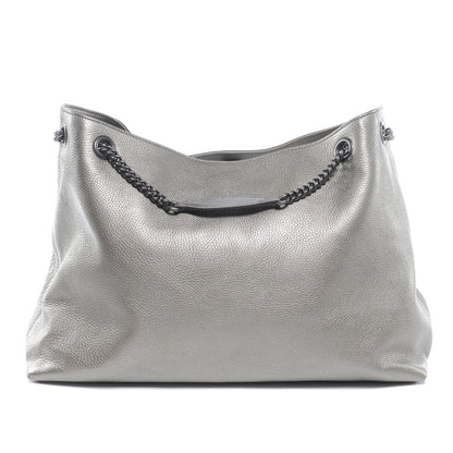 Gucci Metallic Pebbled Calfskin Large Soho Chain Shoulder Bag Sasso 3 of 7