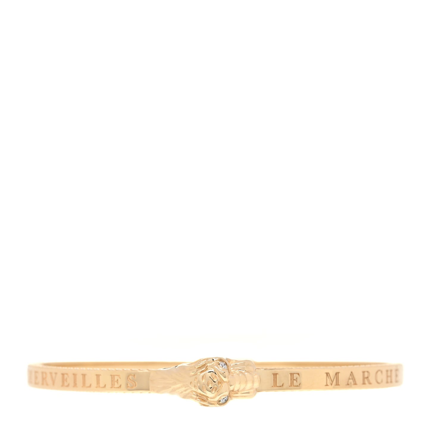 18K Yellow Gold Diamond Le Marche des Merveilles Tiger Head Bangle Bracelet