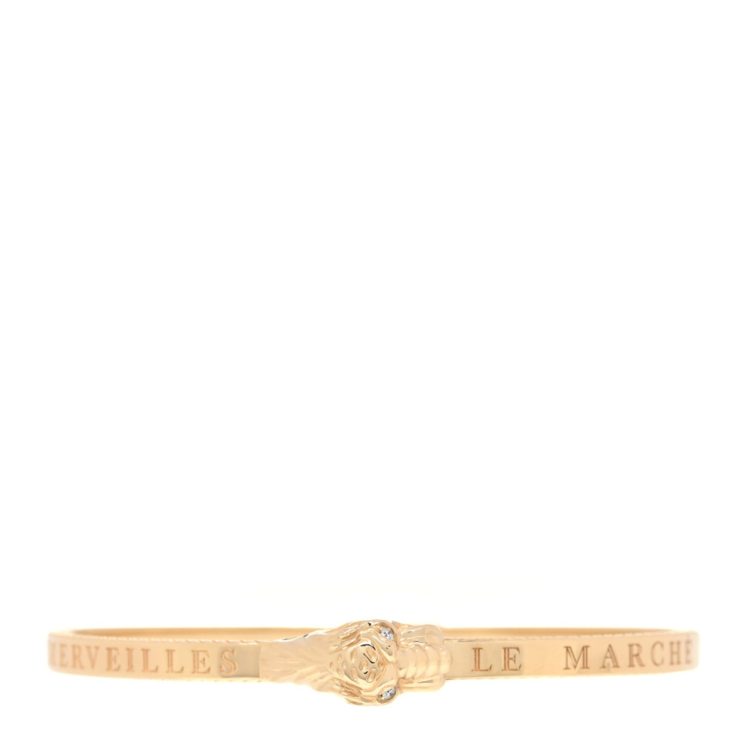 Gucci 18K Yellow Gold Diamond Le Marche des Merveilles Tiger Head Bangle Bracelet 1 of 4