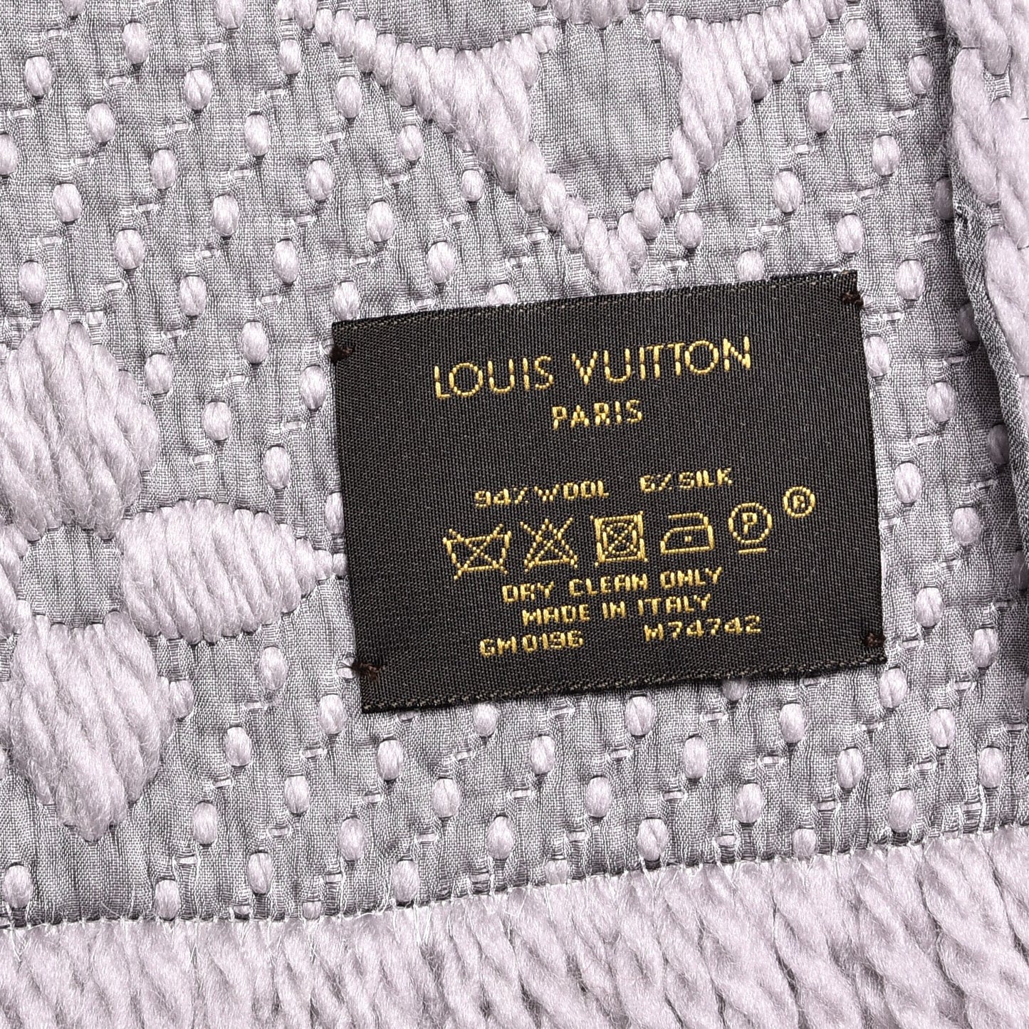 Wool Silk Logomania Scarf Pearl Grey