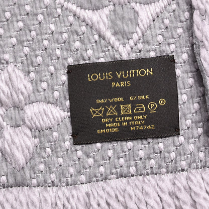 Louis Vuitton Wool Silk Logomania Scarf Pearl Grey 5 of 5