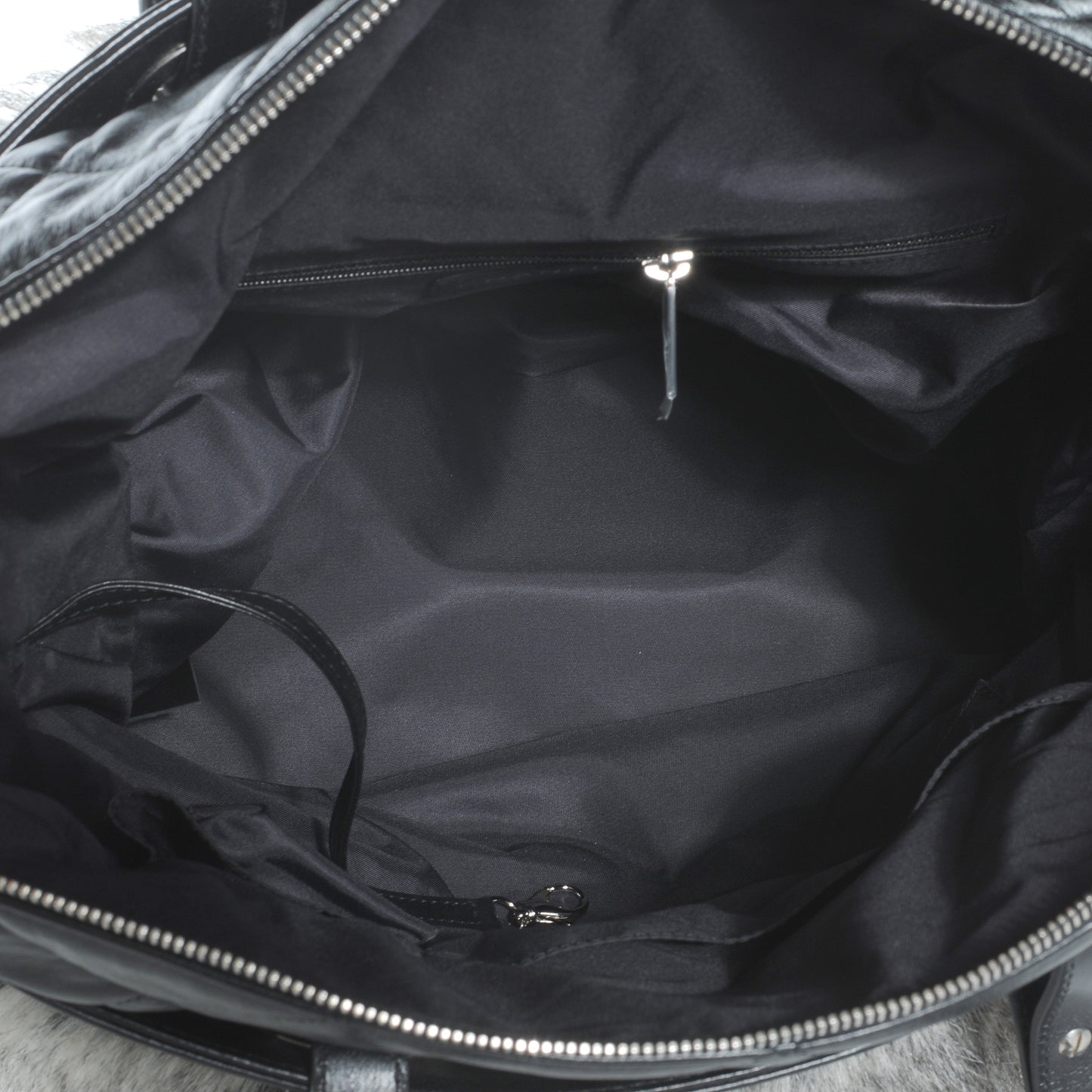 Quilted Lambskin Fantasy Fur Shopper Tote Black
