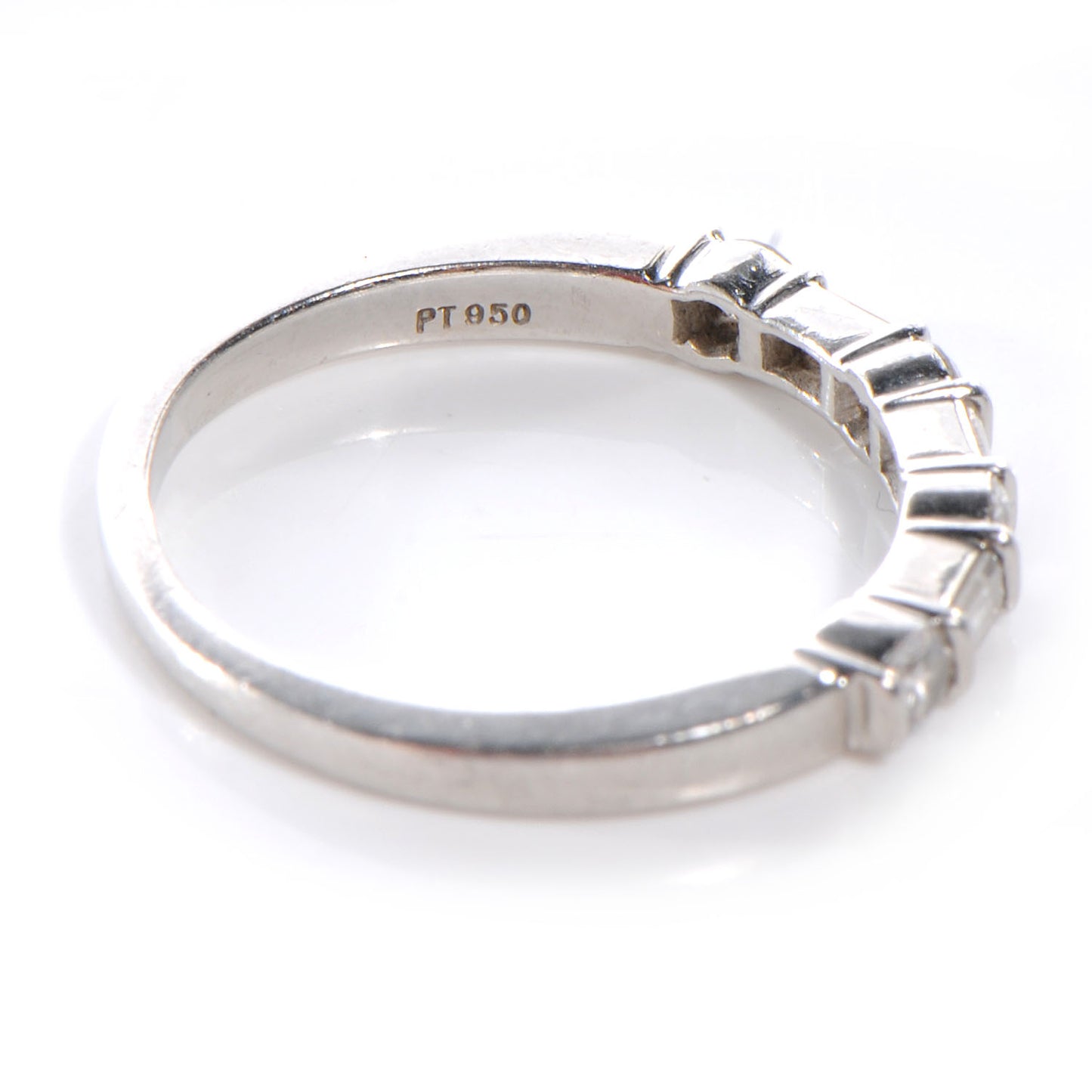 Platinum Diamond Round and Baguette Band Ring 5