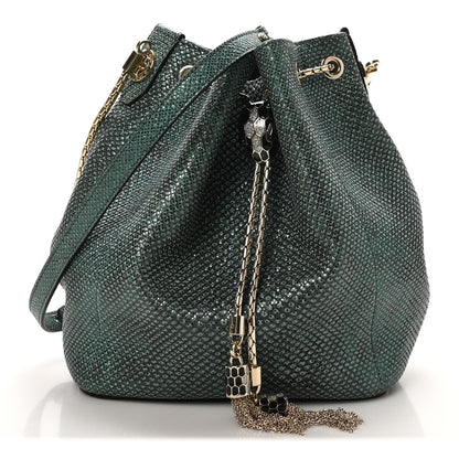 Bulgari Metallic Karung Serpenti Forever Bucket Bag Emerald Green 1 of 17