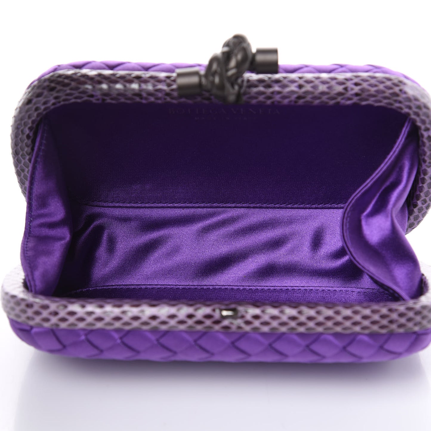 Satin Intreccio Impero Ayers Knot Clutch Purple