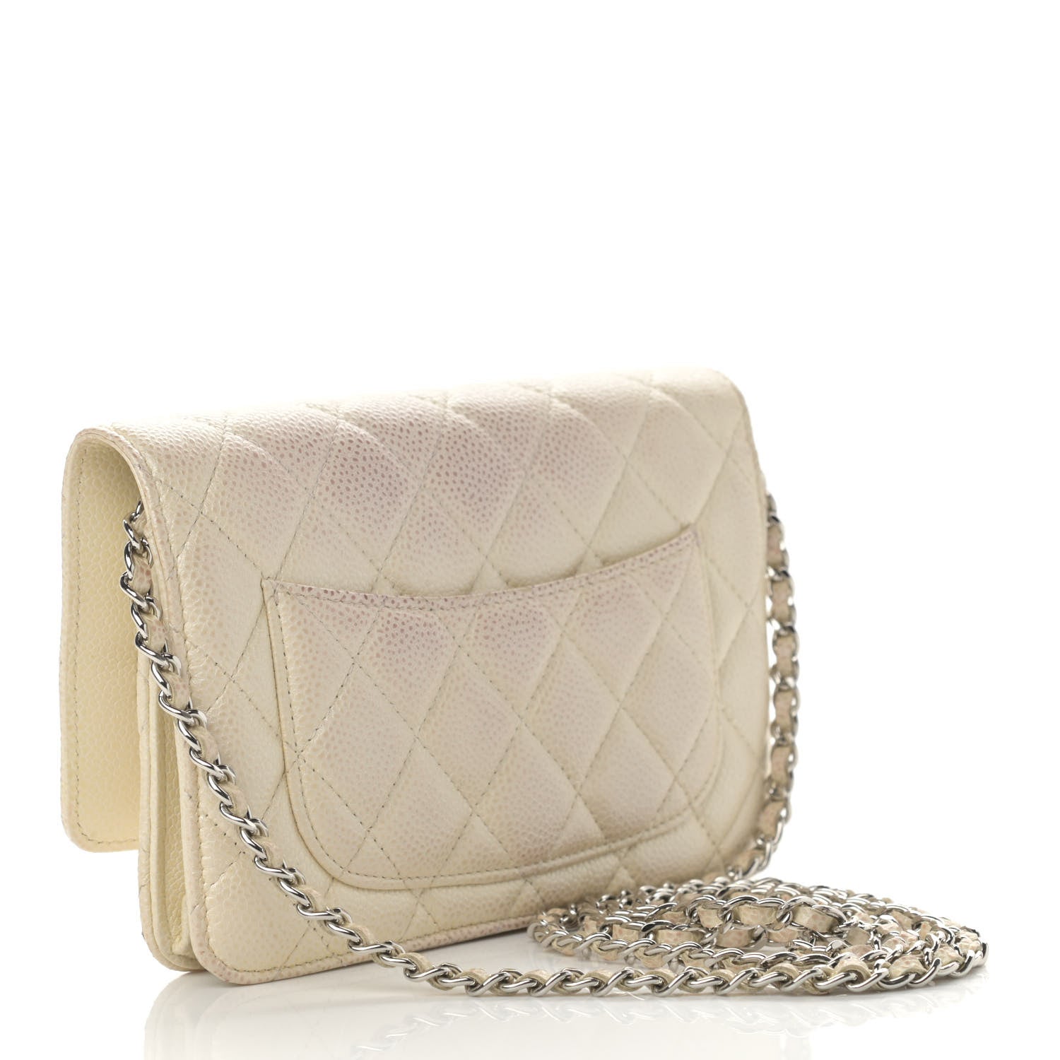 Chanel Iridescent Caviar Quilted Wallet On Chain WOC Ivory 3 of 14