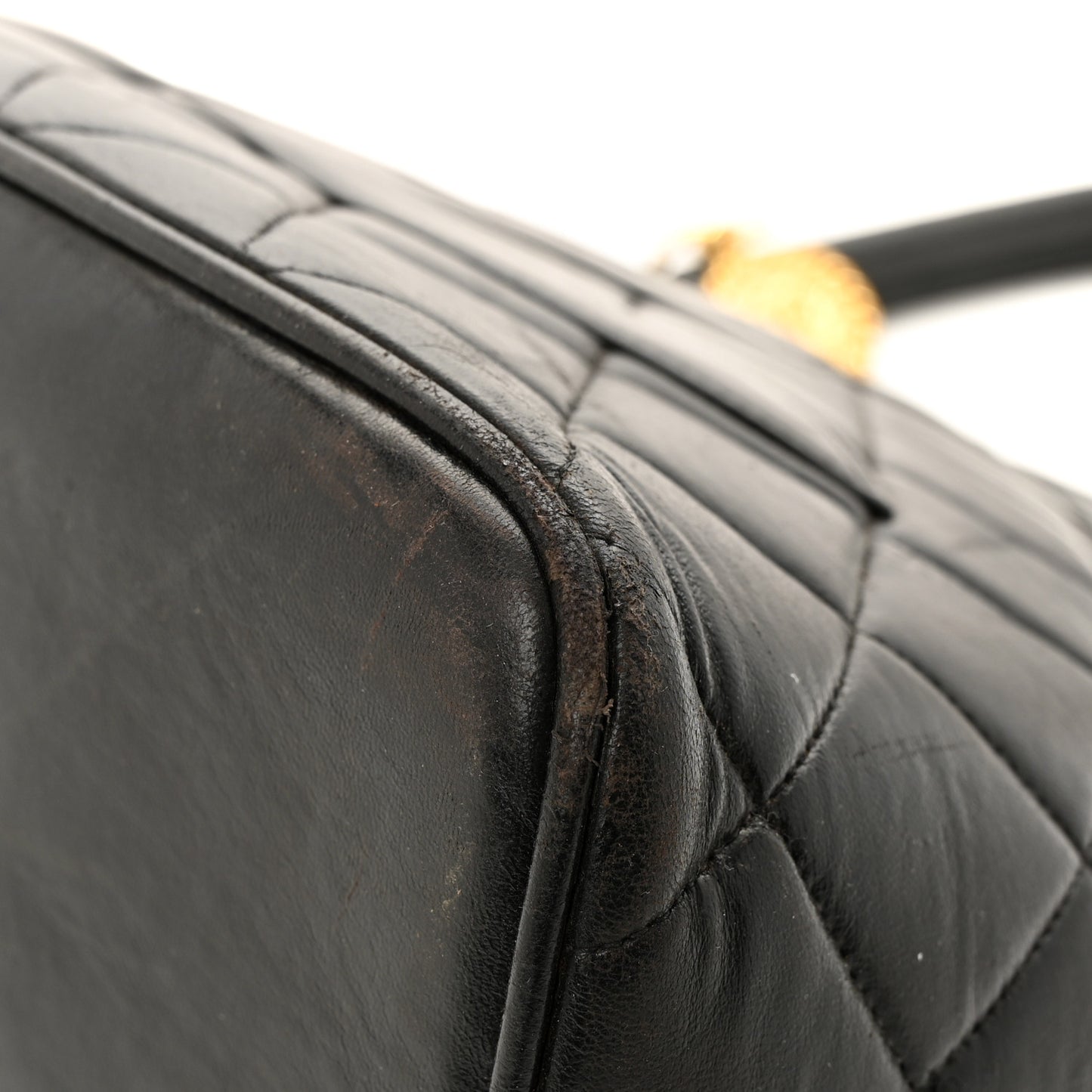 Lambskin Quilted Medallion Tote Black