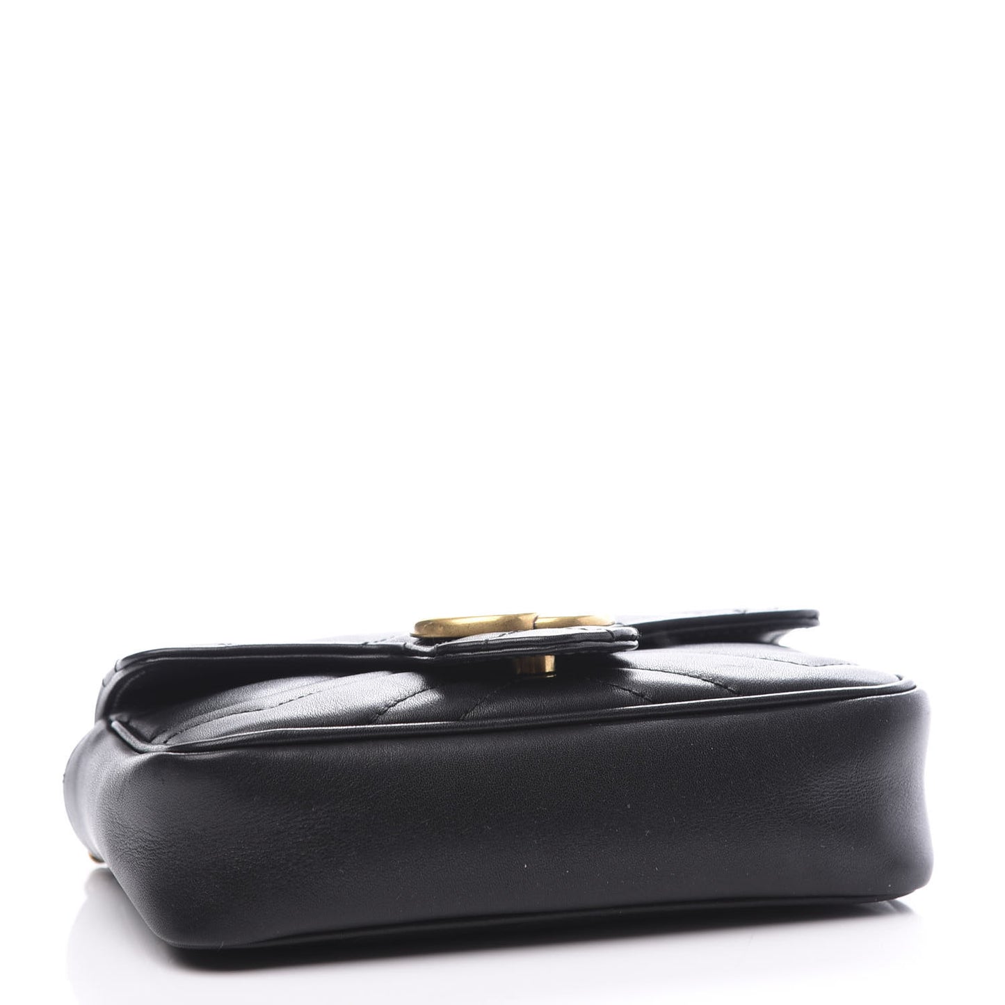 Calfskin Matelasse Super Mini GG Marmont Shoulder Bag Black