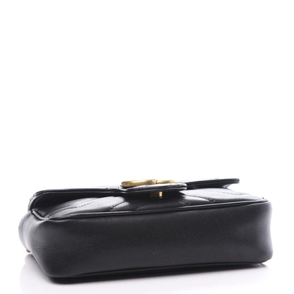 Gucci Calfskin Matelasse Super Mini GG Marmont Shoulder Bag Black 3 of 9