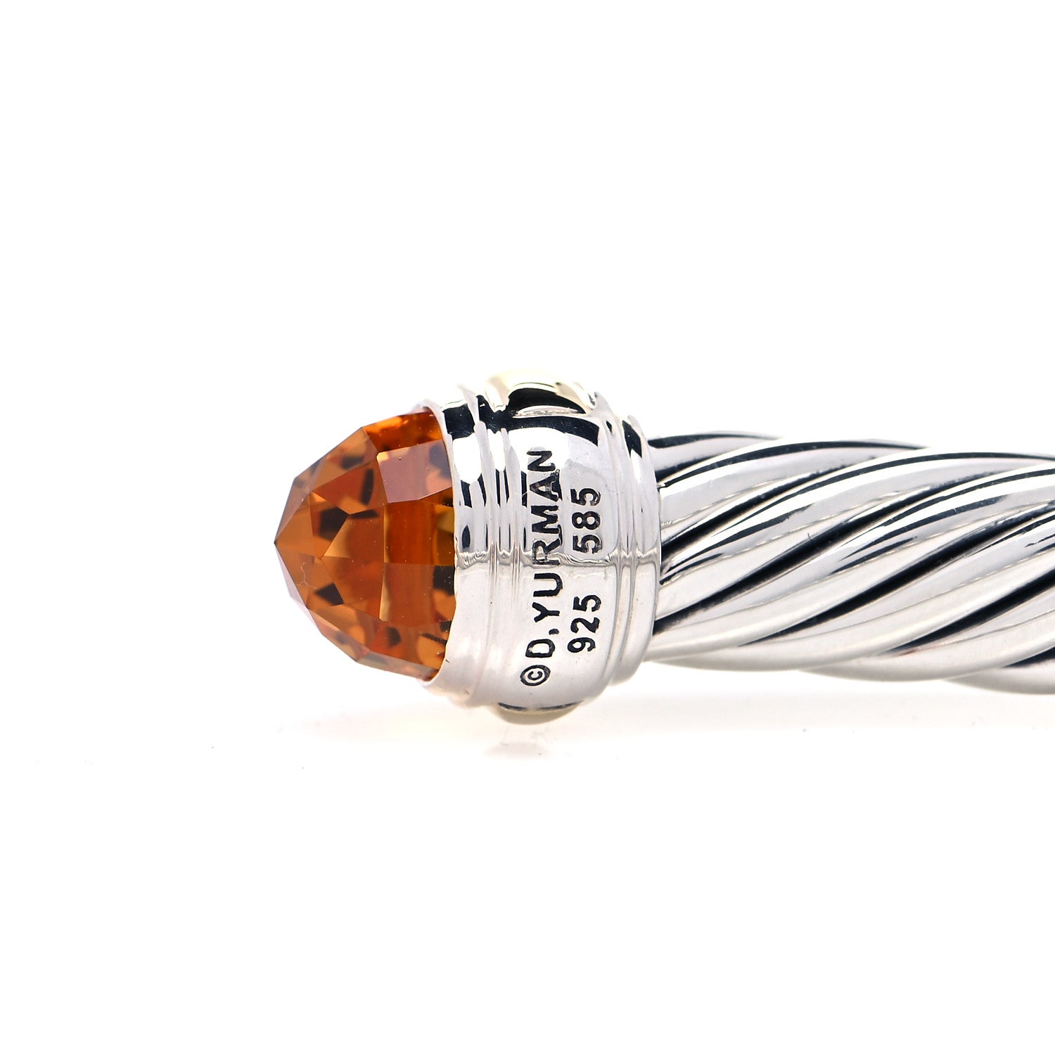 David Yurman Sterling Silver 14K Yellow Gold Citrine 7mm Cable Classics Bracelet 4 of 4