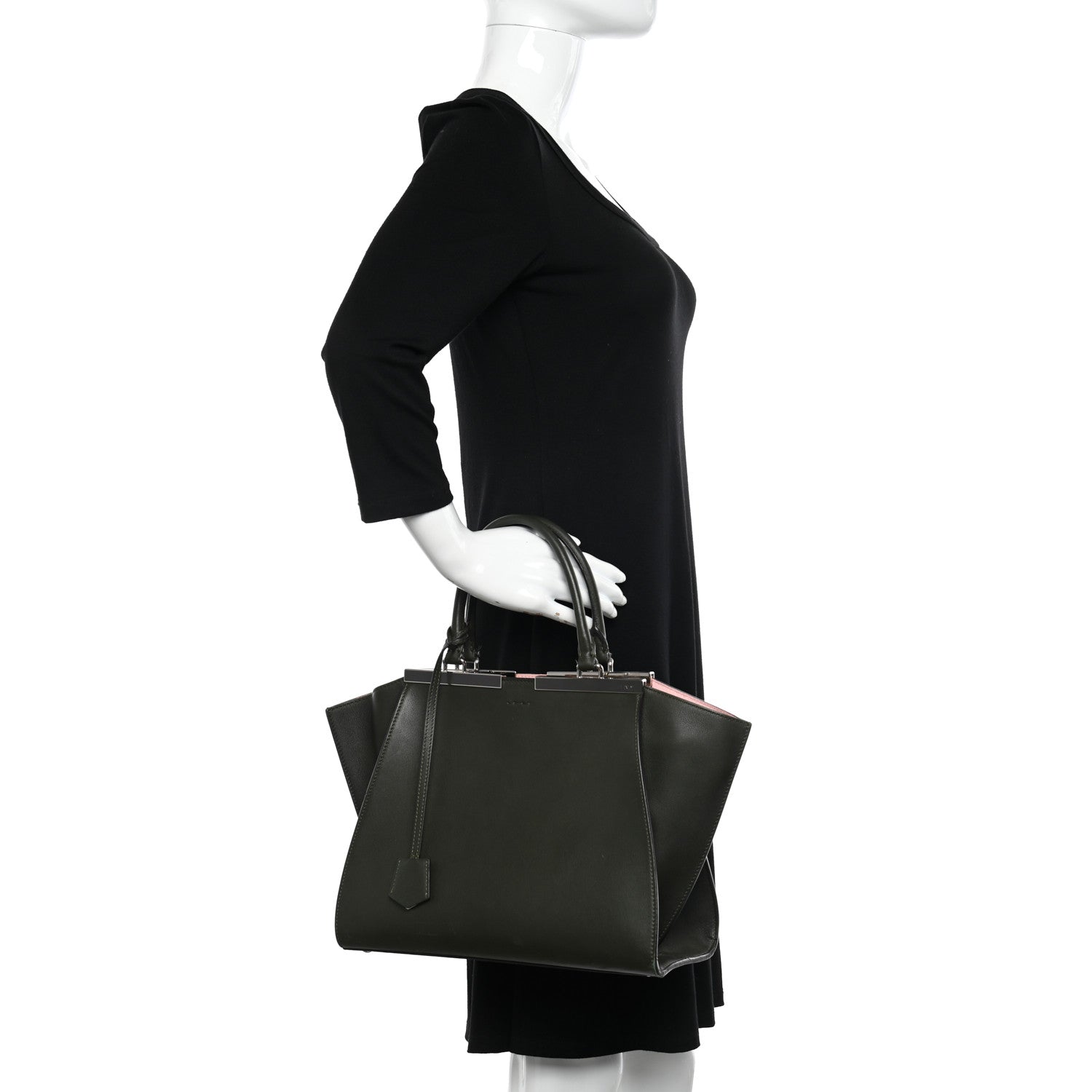 Fendi Vitello Dolce Marmol Shiny Nappa Petite 3Jours Tote Verde Prato 2 of 17