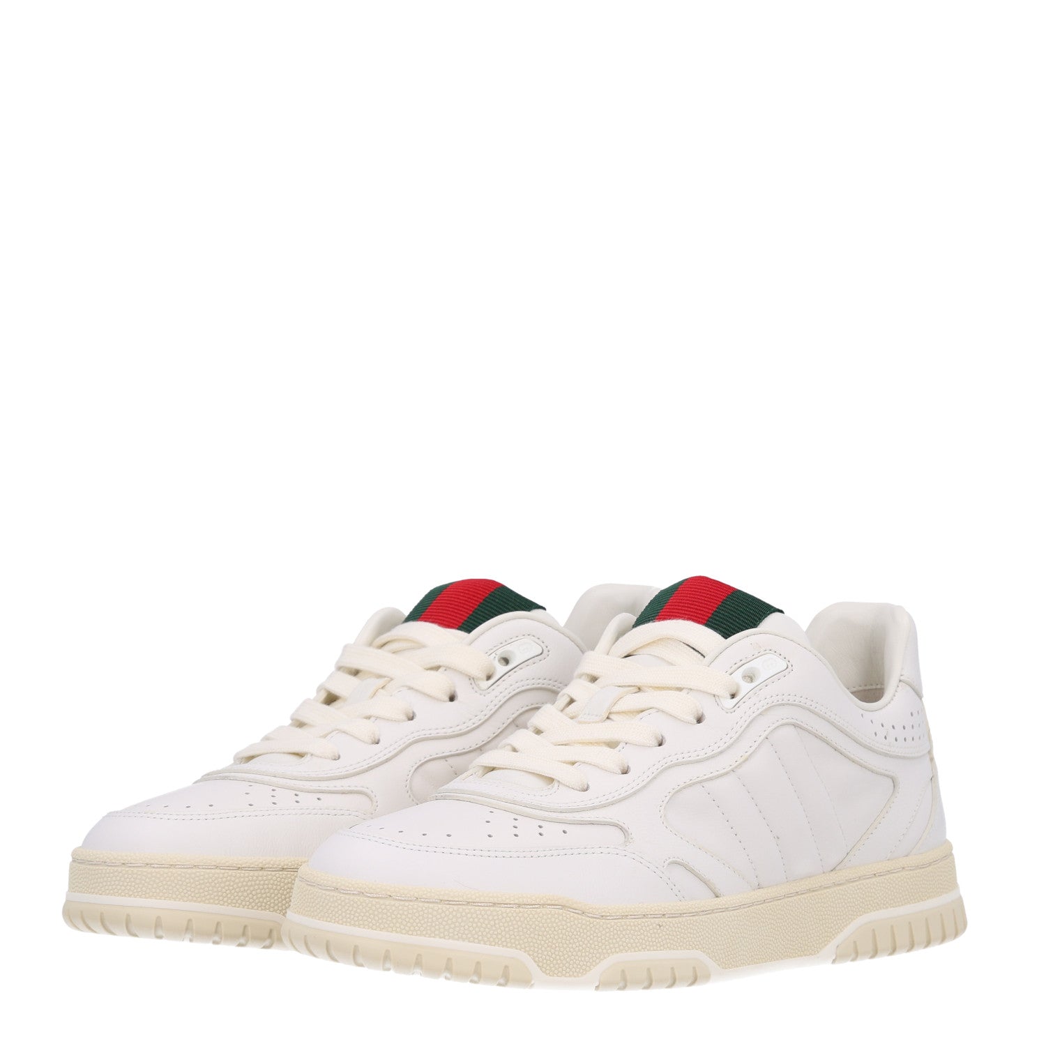 Gucci Calfskin Suede Womens Re-Web Sneakers 38.5 White Red 4 of 10
