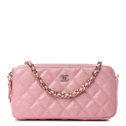Chanel Iridescent Caviar Quilted Small Clutch With Chain Pink 1 of 13