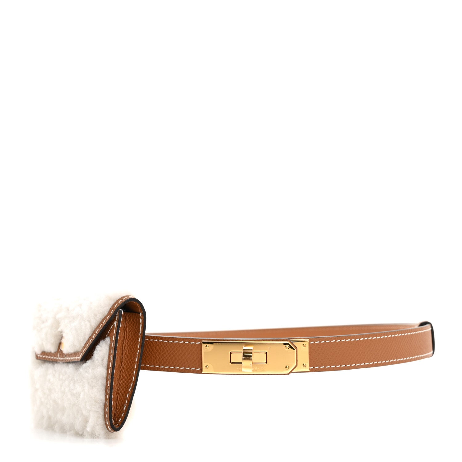 Hermes Epsom Teddy Kelly Pocket Belt Gold Ecru 1 of 6