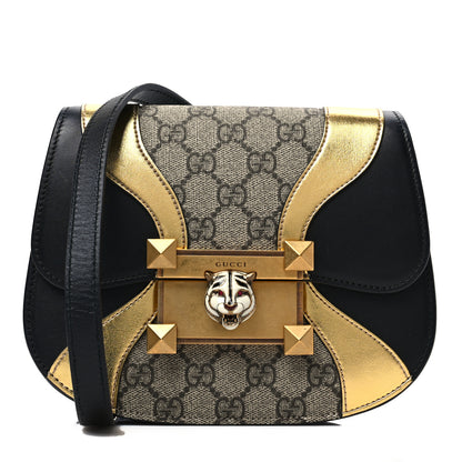 Gucci GG Supreme Monogram Small Osiride Shoulder Bag Black Gold 1 of 8