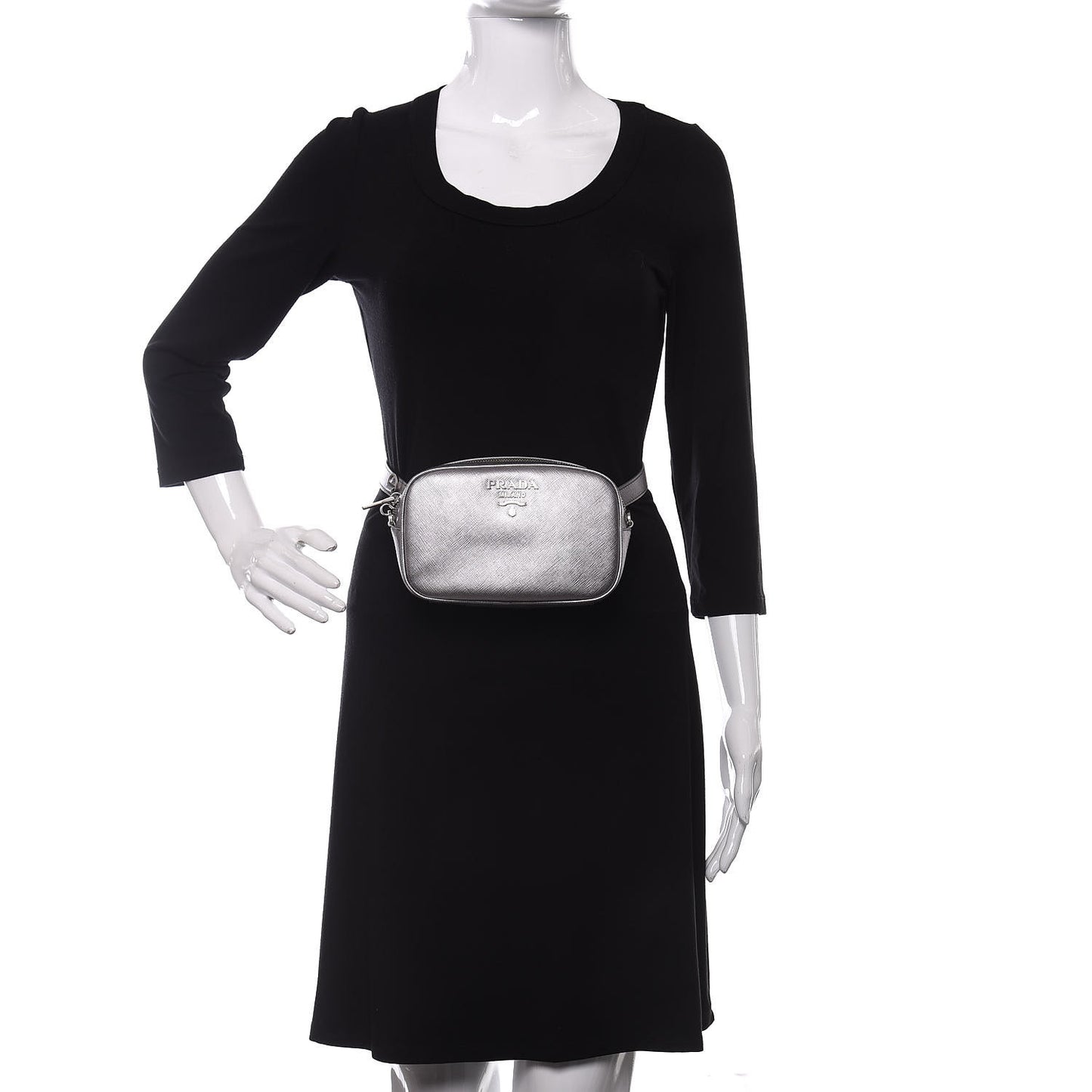Metallic Saffiano Belt Bag Silver