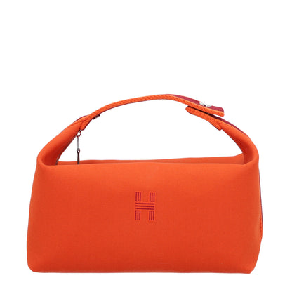 Hermes Canvas Large Bride-A-Brac Pouch Orange Feu Burgundy 1 of 9