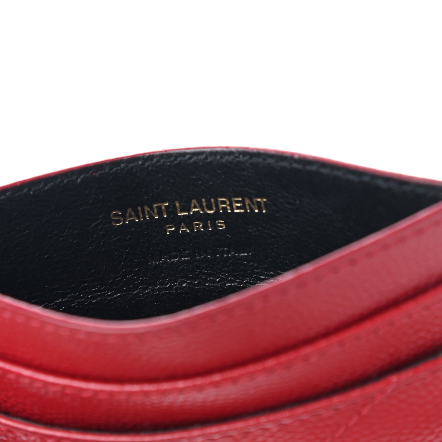 Saint Laurent Grain De Poudre Matelasse Chevron Monogram Credit Card Case New Red 6 of 7