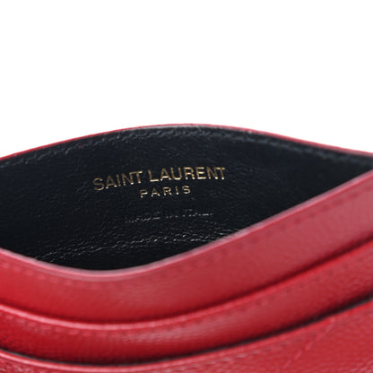 Saint Laurent Grain De Poudre Matelasse Chevron Monogram Credit Card Case New Red 6 of 7