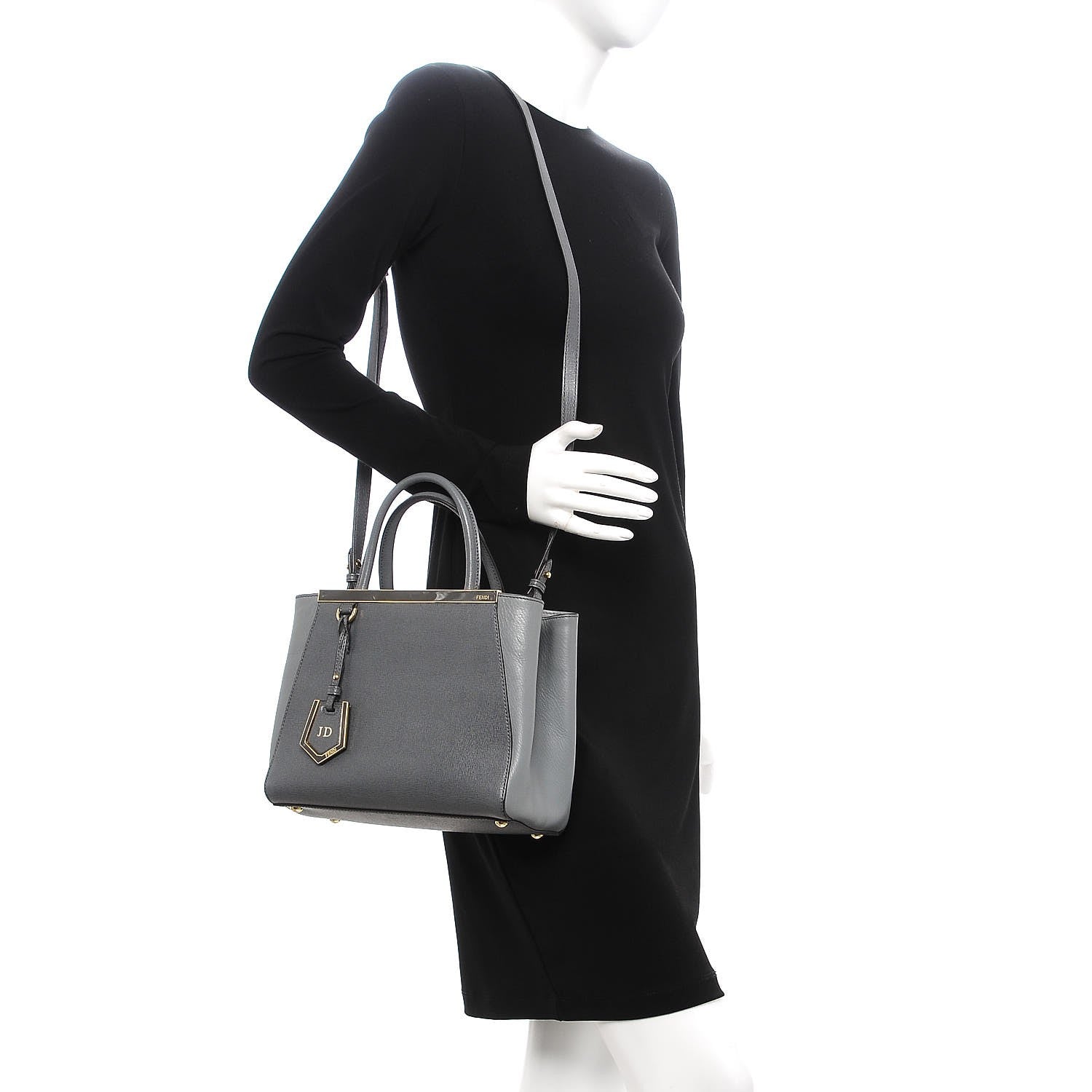Fendi Vitello Elite Petite 2Jours Tote Grigio Grigio Chiaro 2 of 11